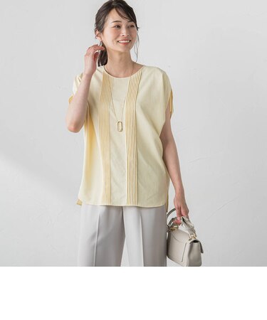 【WEB限定】ピンタックドルマンブラウス≪洗濯機で洗える≫