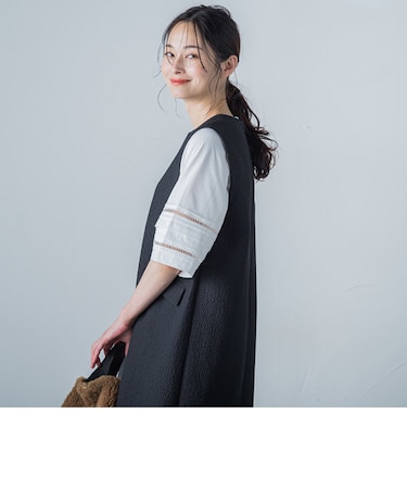 はしごレース5分袖ブラウス≪洗濯機で洗える≫