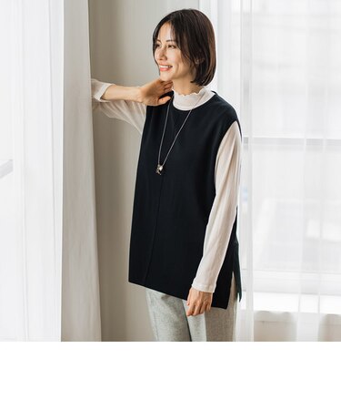 コットン混スムースベスト≪手洗い可能≫