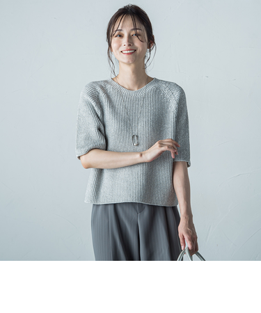 CANBELラメMIXニットプルオーバー≪手洗い可能≫