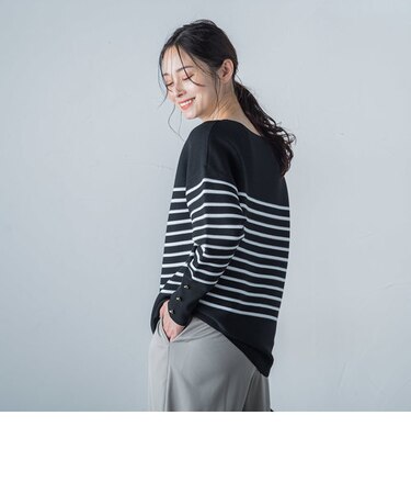 【WEB限定】袖ボタンガーターニット≪手洗い可能≫