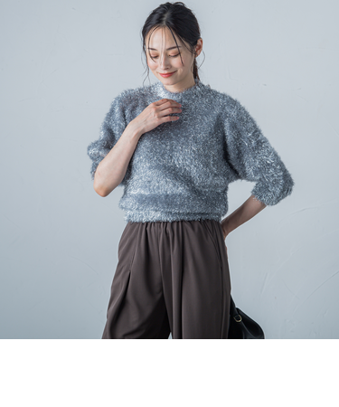 【WEB＆一部店舗限定】メタリックフェザーニットプルオーバー