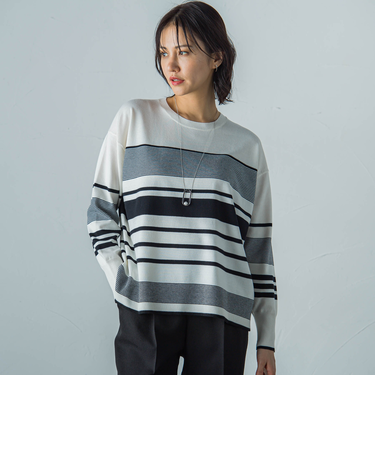 【WEB限定】ランダムボーダーニットプルオーバー≪3サイズ/洗える≫