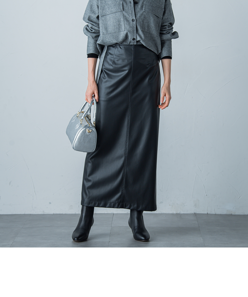 2WAY合皮スカート≪洗濯機で洗える≫