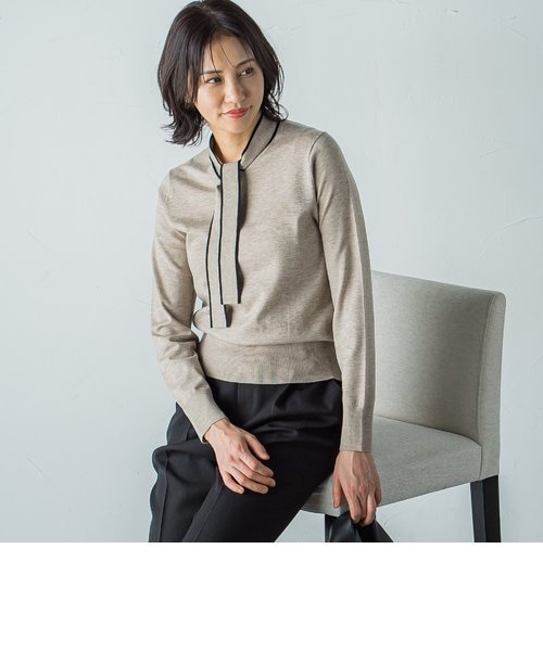 新品♪ロートレアモン 配色ボウタイニット セール】配色ボウタイニット