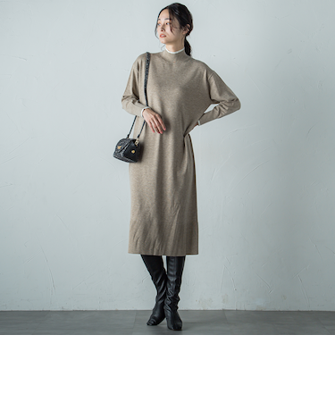 【WEB限定】配色ニットワンピース≪手洗い可能≫