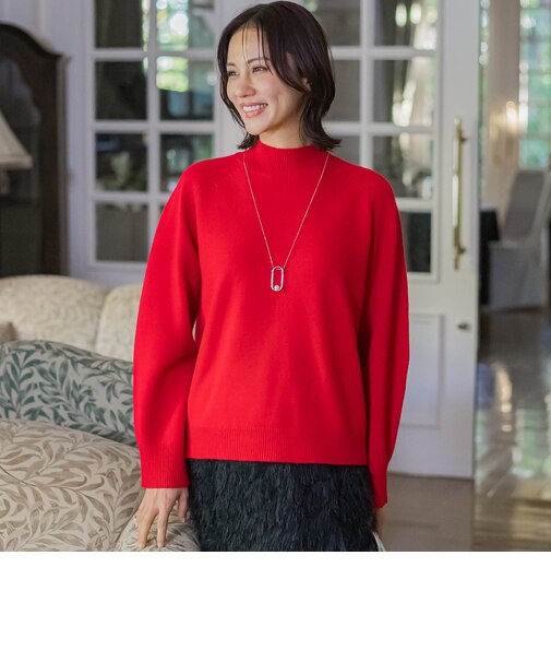 カーブスリーブニットプルオーバー≪ウール100%/手洗い可能≫