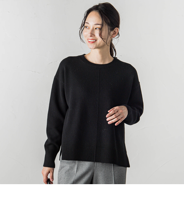 ボクシーシルエットニットプルオーバー≪ウール100%/手洗い可能≫