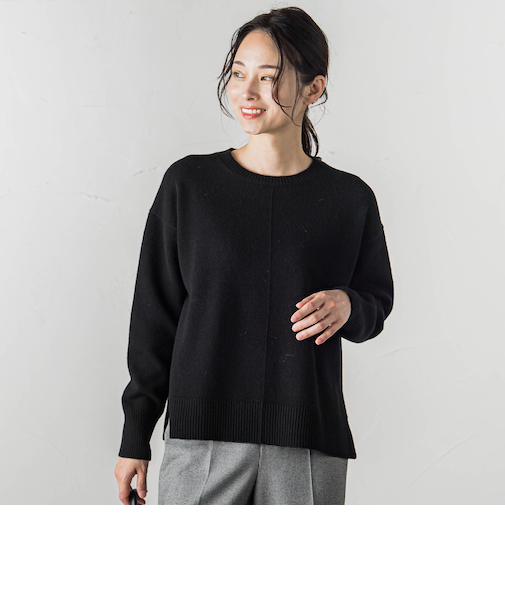 ボクシーシルエットニットプルオーバー≪ウール100%/手洗い可能≫
