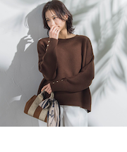 【WEB限定】袖ボタンガーターニット≪手洗い可能≫