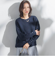 【WEB限定】袖ボタンガーターニット≪手洗い可能≫