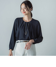 【透けにくい】ストレッチシフォンブラウス≪洗濯機で洗える≫