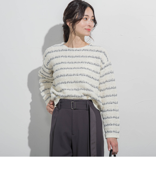 フェザーボーダーニット≪手洗い可能≫