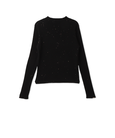 スパンコールモックネックニット