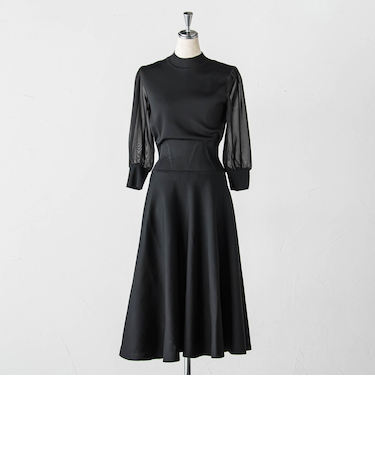 ハイネックシアースリーブニットワンピース