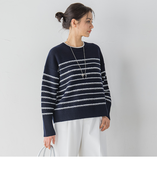 ボーダーニットプルオーバー≪手洗い可能≫