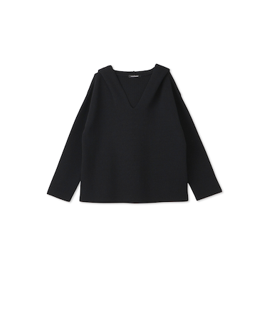 【一部店舗限定販売】片あぜ編みフード付きニットプルオーバー≪手洗い可能≫