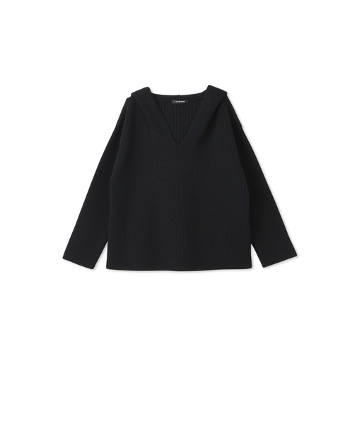 【一部店舗限定販売】片あぜ編みフード付きニットプルオーバー≪手洗い可能≫