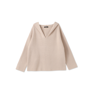 【一部店舗限定販売】片あぜ編みフード付きニットプルオーバー≪手洗い可能≫