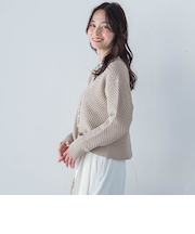 【一部店舗限定販売】ケーブル柄クロップドニットプルオーバー≪手洗い可能≫