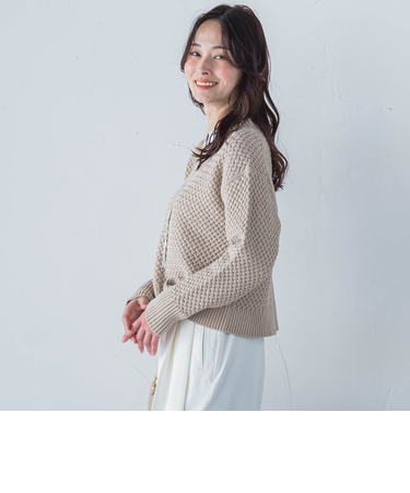 【一部店舗限定販売】ケーブル柄クロップドニットプルオーバー≪手洗い可能≫