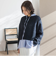 ドライタッチバスケット編みニット≪手洗い可能≫
