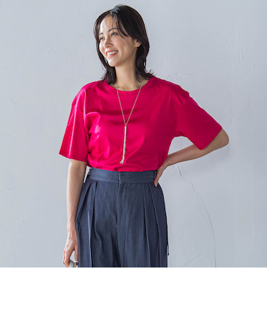 【WEB限定】【3サイズ】コットン汗じみ防止カットソー≪洗える/接触冷感≫