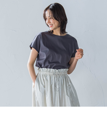 【WEB限定】【3サイズ】スムースコットンラウンドヘムカットソー≪洗える/接触冷感≫