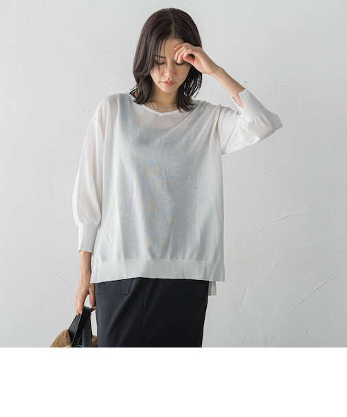 セミシアーボクシーニットプルオーバー≪手洗い可能≫