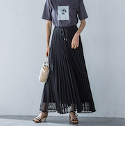 メッシュレースプリーツスカート≪洗濯機で洗える≫