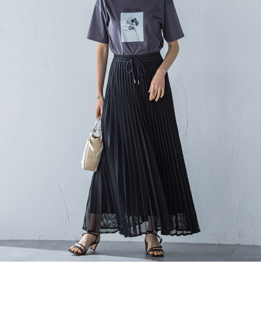 メッシュレースプリーツスカート≪洗濯機で洗える≫