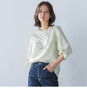 フォルムスリーブVネックカットソー≪洗濯機で洗える≫