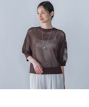 ドライタッチメッシュ5分袖ニット≪手洗い可能≫