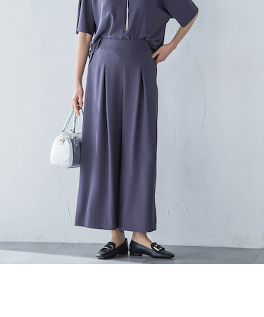 【一部店舗限定販売】キレイ×リラックス ガウチョパンツ≪接触冷感/UV/洗濯機で洗える≫