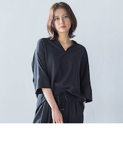 【一部店舗限定販売】キレイ×リラックス スキッパーブラウス≪接触冷感/UV/洗濯機で洗える≫