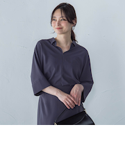 【一部店舗限定販売】キレイ×リラックス スキッパーブラウス≪接触冷感/UV/洗濯機で洗える≫