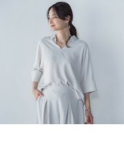 【一部店舗限定販売】キレイ×リラックス スキッパーブラウス≪接触冷感/UV/洗濯機で洗える≫