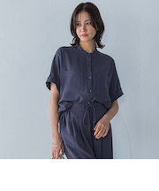 キレイ×リラックス バンドカラーブラウス≪接触冷感/UV/洗濯機で洗える≫