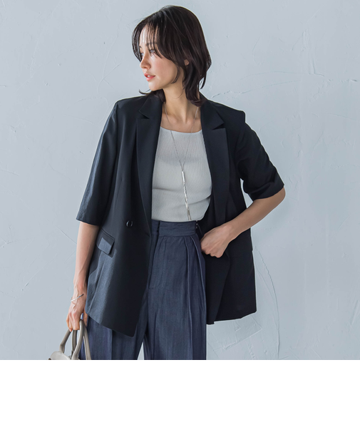 ハーフスリーブストレッチジャケット≪手洗い可能≫