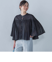 ピンタックcottonブラウス≪洗濯機で洗える≫