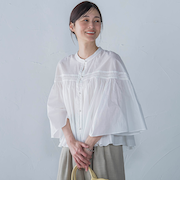 ピンタックcottonブラウス≪洗濯機で洗える≫
