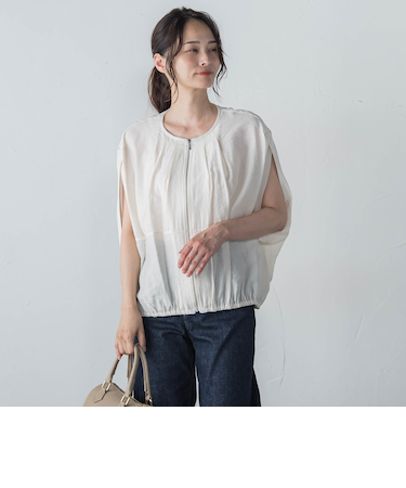 【WEB限定】スリットスリーブノーカラーブルゾン≪手洗い可能≫