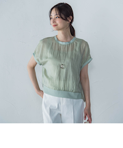 【一部店舗限定販売】シャイニーシアーコンビプルオーバー≪手洗い可能≫