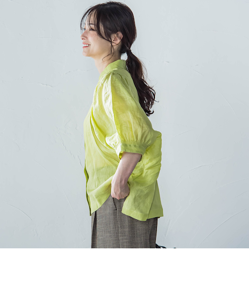 【WEB限定】シアースリーブギャザーカラーブラウス≪手洗い可能≫
