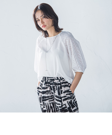 【WEB限定】ローンレース切り替えブラウス