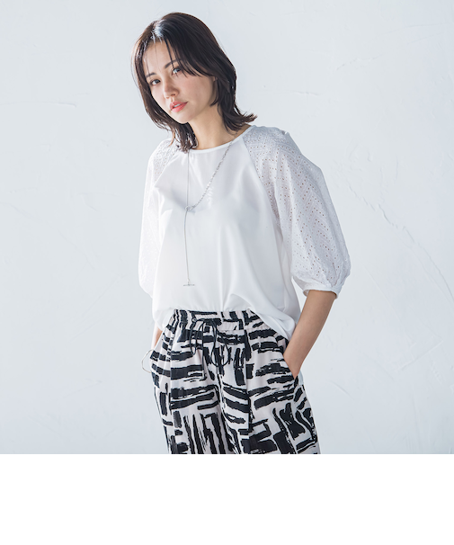 【WEB限定】ローンレース切り替えブラウス