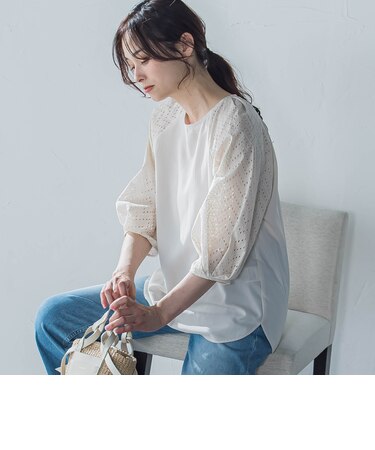 【WEB限定】ローンレース切り替えブラウス