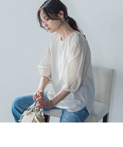 【WEB限定】ローンレース切り替えブラウス