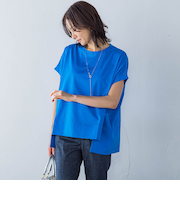 ラウンドヘムフライスカットソー≪手洗い可能≫