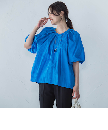 【一部店舗限定販売】ワッシャーボリュームスリーブブラウス≪手洗い可能≫